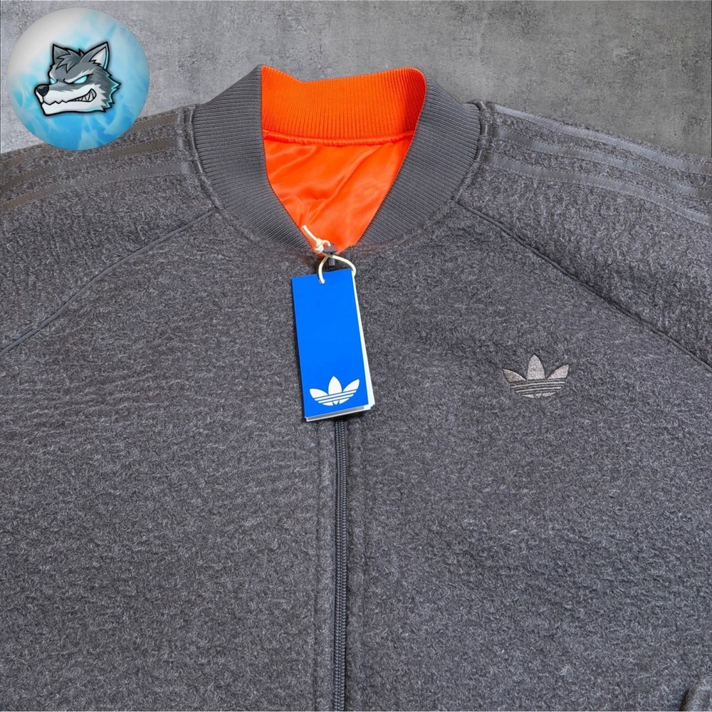 adidas Originals Reversible Superstar Bomber Jacket Grey Orange Men's XL KR7618 - Picture 5 of 9